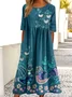 Crew Neck Animal Casual Dress With No