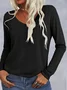 Casual V Neck Long Sleeve T-Shirt