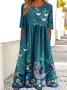Crew Neck Animal Casual Dress With No