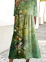 Casual Cotton Crew Neck Dress With No