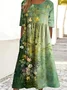 Casual Cotton Crew Neck Dress With No