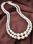 Fashion Imitation Pearl Beaded Necklace Temperament Diamond Double Layer Pearl Sweater Long Chain Necklace