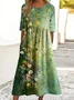 Casual Cotton Crew Neck Dress With No