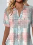 Loose Shawl Collar Simple Linen Blend Shirt