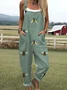 Loose Boho Cartoon Others Bib Pants