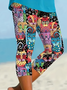 Women's  Elastic Waist H-Line Legging Daily Going Out Pants As Picture Casual Printing Cat Summer Pants