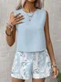 Women's Floral Print Casual Vest Shorts Two-Piece Set