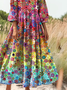 Loose Casual Crew Neck Gradient Pattern Dress