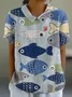 Women's Short Sleeve T-shirt Summer Color1 Geometric Printing Stand Collar Daily Going Out Casual Top