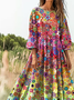 Loose Casual Crew Neck Gradient Pattern Dress