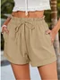 Casual Plain Drawstring Loose Shorts