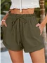 Casual Plain Drawstring Loose Shorts