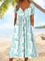 Vintage Half Open Collar Geometric Loose Dress