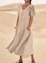 Casual Plain Crew Neck Maxi Dress