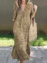 Casual Floral Printing V Neck Maxi Dress