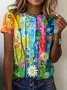 Painting Cotton Casual Regular Fit T-Shirt
