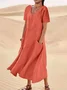 Casual Plain Crew Neck Maxi Dress