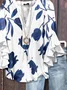 Women's Half Sleeve Shirt Summer White Floral Printing V Neck Daily Going Out Casual Top