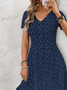 Women's Elegant Short Sleeve V-Neck Dress