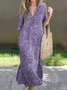 Casual Floral Printing V Neck Maxi Dress
