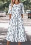 Crew Neck Loose Floral Casual Dress