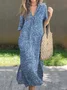 Casual Floral Printing V Neck Maxi Dress