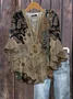 Women's Half Sleeve Shirt Summer Brown Floral Printing V Neck Daily Going Out Casual Top