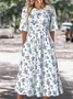 Crew Neck Loose Floral Casual Dress