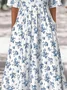 Crew Neck Loose Floral Casual Dress