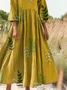 V Neck Loose Casual Floral Dress