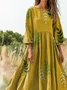 V Neck Loose Casual Floral Dress