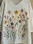 Print Casual V Neck Three-Quarter Sleeves T-Shirt
