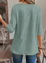 Regular Fit Crew Neck Linen Casual Shirt