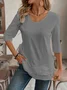 Regular Fit Crew Neck Linen Casual Shirt