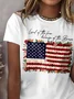 Casual Independence Day Loose Crew Neck T-Shirt