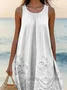 Floral Casual Cotton Dress With No