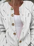 Striped Casual Crew Neck Loose Cardigan