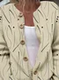 Striped Casual Crew Neck Loose Cardigan