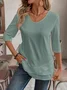 Regular Fit Crew Neck Linen Casual Shirt