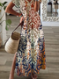 Casual Regular Fit V Neck Dress With No