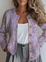 Loose Ethnic Crew Neck Gradient Pattern Cardigan