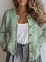 Loose Ethnic Crew Neck Gradient Pattern Cardigan