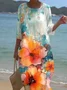 Floral Casual Regular Fit Crew Neck Dress With No