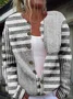 Ethnic Striped Knitted Crew Neck Cardigan