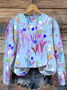 Crew Neck Floral Loose Casual Sweatshirt