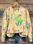 Crew Neck Floral Loose Casual Sweatshirt