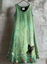 Casual Linen Floral Crew Neck Dress With No
