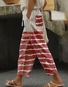 Casual Striped Linen Blend Pants