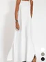 Women's Sleeveless Summer White Plain Split Joint Crew Neck Daily Going Out Vintage Maxi A-Line Tank Dress