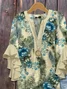 Women's Half Sleeve Shirt Summer Beige Floral Printing V Neck Daily Going Out Casual Top